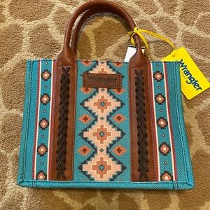 Wrangler Teal and Brown Patterned Tote